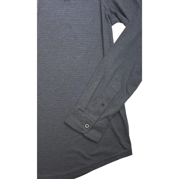 Travis Mathew Kickoff LS Golf Polo Shirt Performance Striped Charcoal Gray M - Picture 4 of 12
